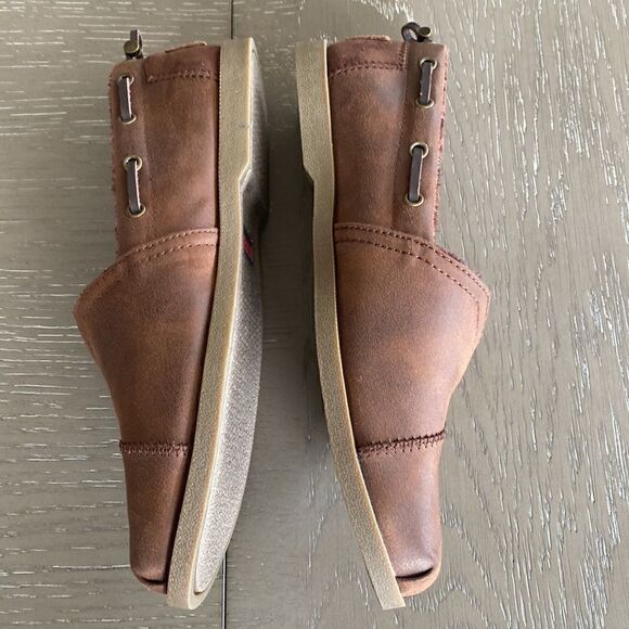 BOBS Slip On Flat Memory Foam Brown Vegan Leather Textile Shoes Women’s Size 9.5 - Picture 5 of 12